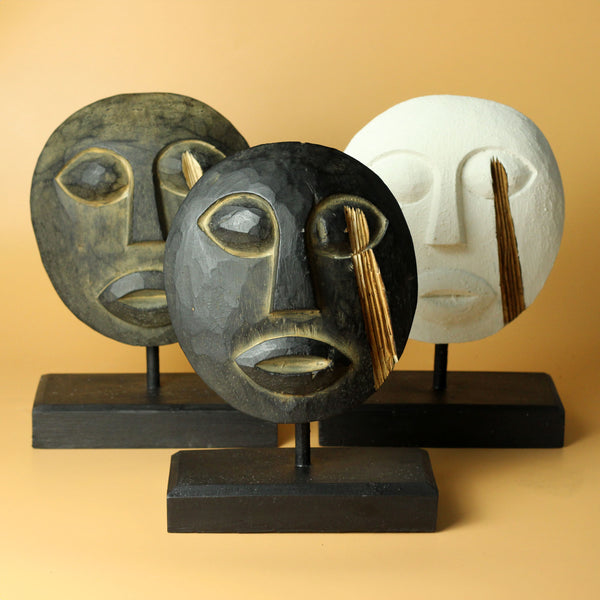 Timor Tribal Dekoratív Maszk - Fekete 27x20cm-6