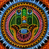 Kézi Festésű Pamut Falidísz - Hamsa-1