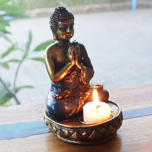 Buddha Gyertyatartó - Piros - Közepes-6