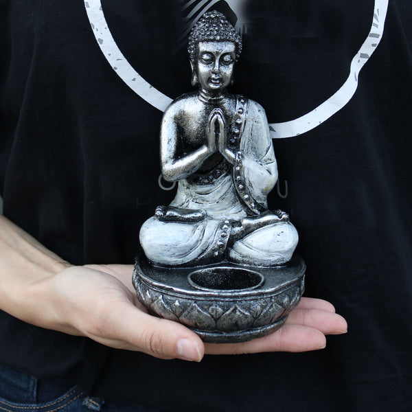 Buddha Gyertyatartó - Fehér - Közepes-5