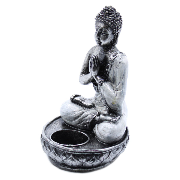 Buddha Gyertyatartó - Fehér - Közepes-2