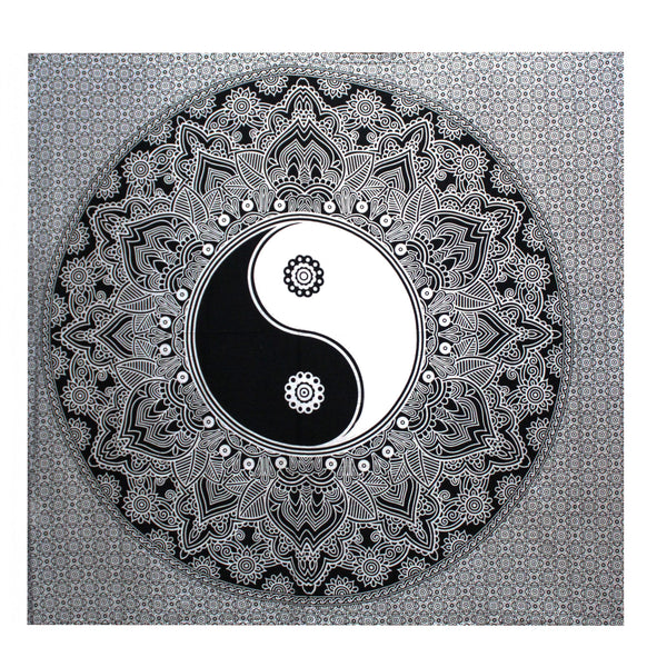 B&W Kettős Pamut Ágytakaró / Falidísz - Yin - Yang-0