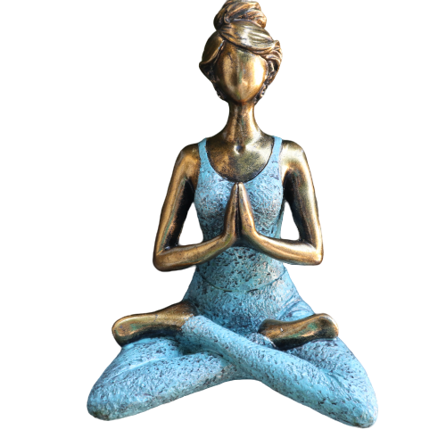 Yoga Lady Szobrocska -Bronz & Türkiz 24cm-0