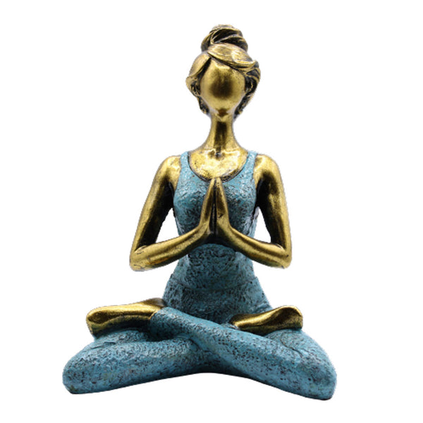 Yoga Lady Szobrocska -Bronz & Türkiz 24cm-2