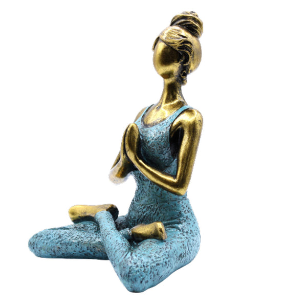 Yoga Lady Szobrocska -Bronz & Türkiz 24cm-3