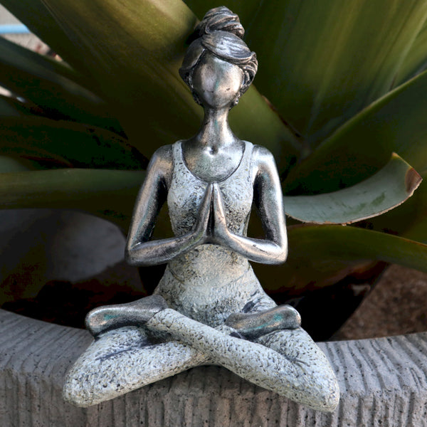 Yoga Lady Szobrocska -Ezüst & Fehér24cm-1