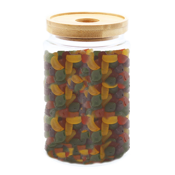 Üveg Tárolóedény Bambusz Fedővel - 15cm-2