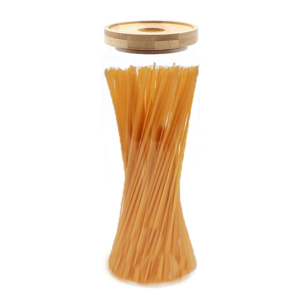 Üveg Tárolóedény Bambusz Fedővel - 25cm-1