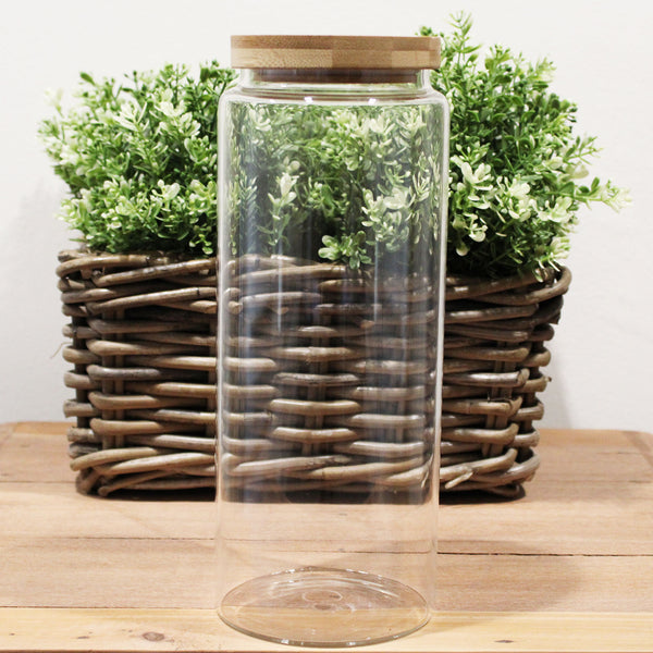 Üveg Tárolóedény Bambusz Fedővel - 25cm-2