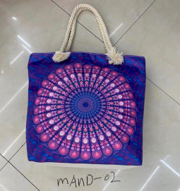 Mandala Táska Kötél Fülekkel - Kék és Lila-1