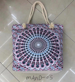 Mandala Táska Kötél Fülekkel - Kék és Rózsaszín-1