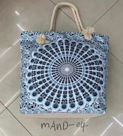 Mandala Táska Kötél Fülekkel - Égszínkék-1