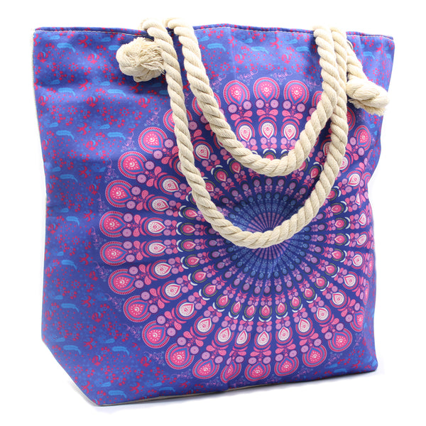 Mandala Táska Kötél Fülekkel - Kék és Lila-0