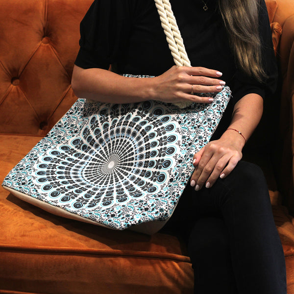 Mandala Táska Kötél Fülekkel - Kék és Lila-2