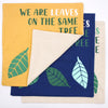Pamut Párnahuzat Felirattal - We are Leaves - Sárga, Kék és Natúr-9