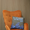 Pamut Párnahuzat Felirattal - We are Waves - Szürke, Kék és Natúr-7