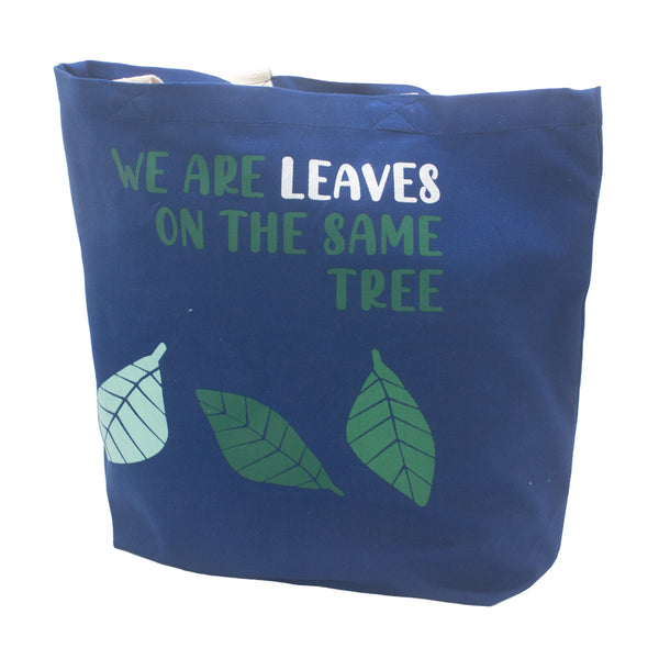 Pamutvászon Táska Felirattal - We are Leaves - Sárga, Kék és Natúr-6