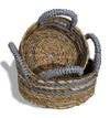 Banánlevél és Szürke Raffia Kosár- 2-es szett-0