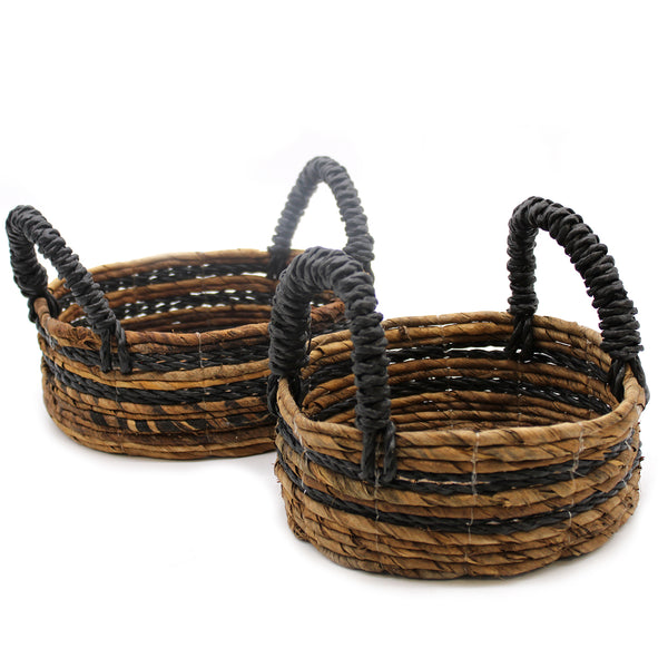 Banánlevél és Fekete Raffia Kosár- 2-es szett-2