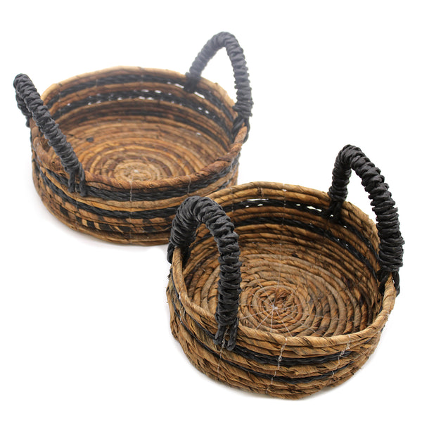 Banánlevél és Fekete Raffia Kosár- 2-es szett-3