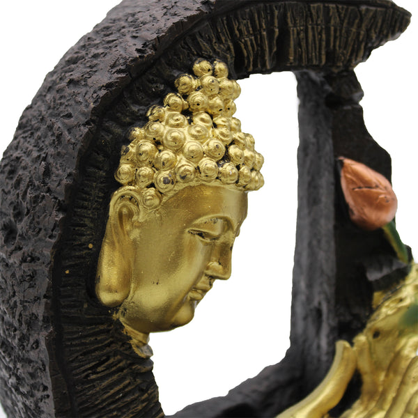 Szoba Szökőkút - 30cm -Arany Buddha és Lótusz-2