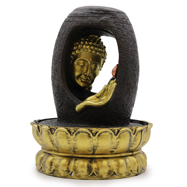 Szoba Szökőkút - 30cm - Arany Buddha és Vitarka Mudra-0