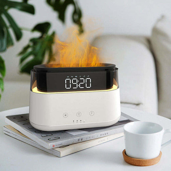 Modern Aroma Diffúzor - Led Óra - USB - Lángoló hatás-1