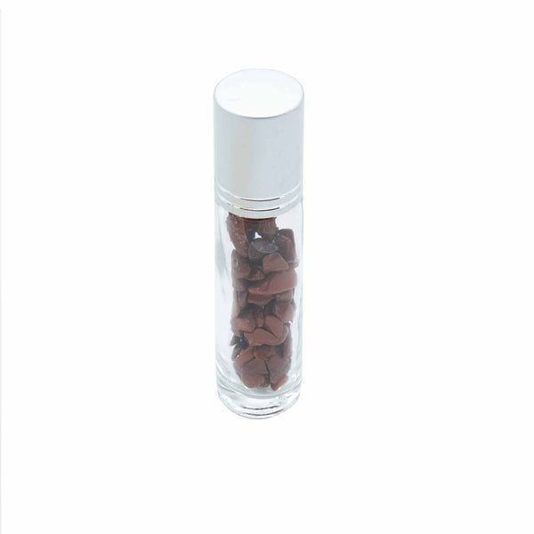 Roll-On Üvegcse 5ml - Vörös Jáspis- Ezüst Színű Kupak-1