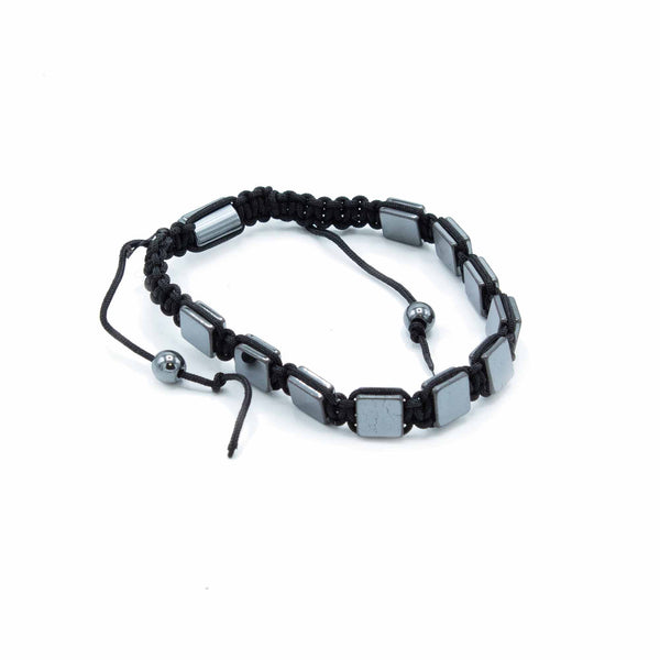 Mágneses Hematit Shamballa Karkötő -Lapos Négyzetek-1