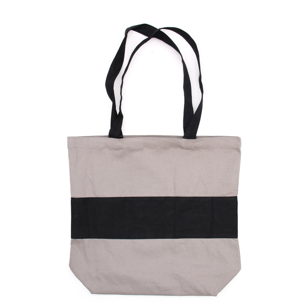 Két Színű Pamutvászon Táska - 38x42x12cm - Szürke és Fekete - 10oz-0