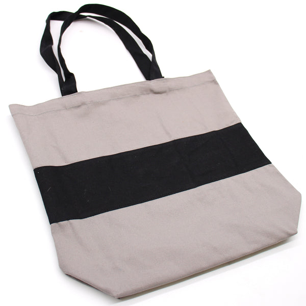 Két Színű Pamutvászon Táska - 38x42x12cm - Szürke és Fekete - 10oz-2
