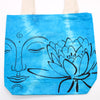 Színes Festett Pamut Táska (6oz) - 38x42x12cm - Lótusz Buddha - Kék-1