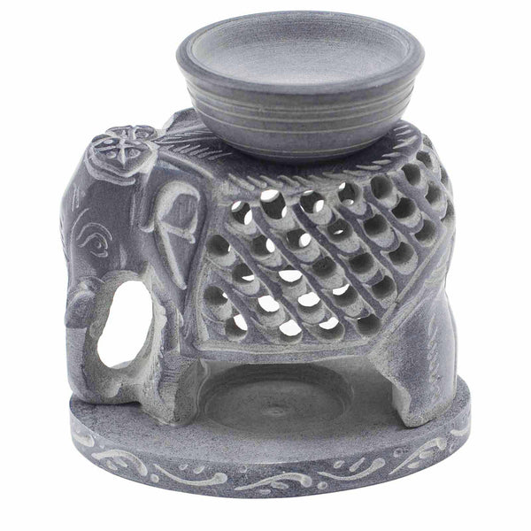 Szappankő Aromalámpa 10.5cm - Álló Elefánt-0
