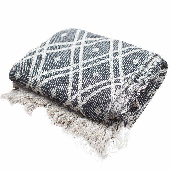 Boho Ágytakaró - Fekete és Bézs-2