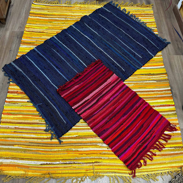 Nagy Rongyszőnyeg - 150x90cm- Sárga és Narancsszínű-3