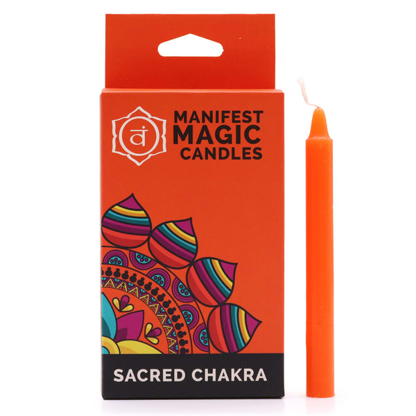 Manifesztációs Gyertyák (12 darab) - Narancsszínű - Szakrális Chakra-0