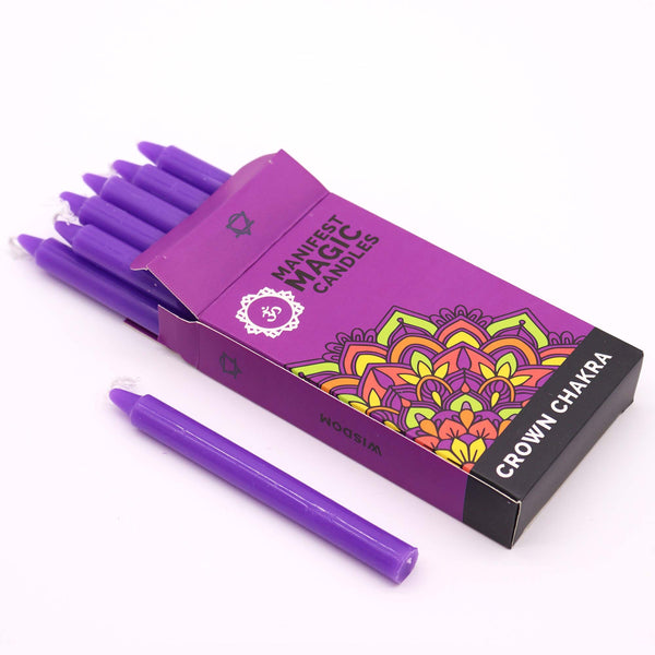 Manifesztációs Gyertyák (12 darab) - Lila - Korona Chakra-2