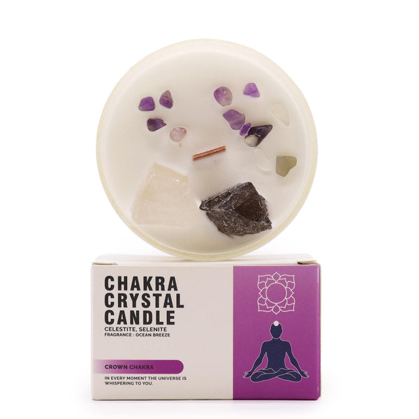 Chakra Gyertya Kristályokkal - Korona Chakra-0