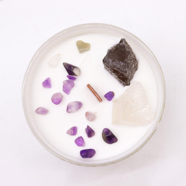 Chakra Gyertya Kristályokkal - Korona Chakra-1