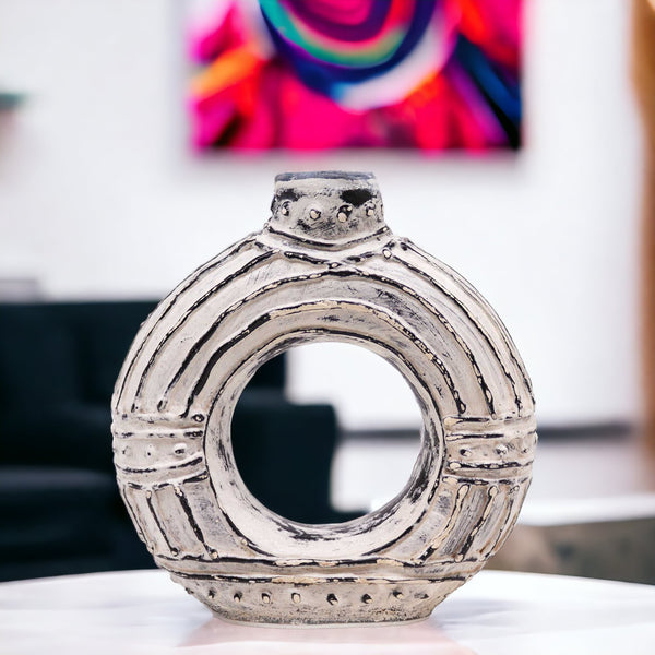 Kerek Váza - Krémszínű 18cm-4