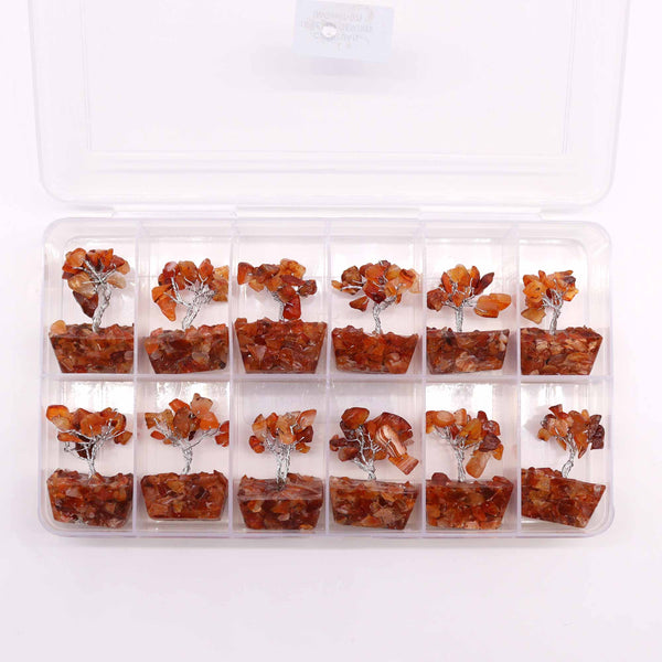 Mini Drágakő Szerencsefa Orgonit Alapon - Karneol (15 kő)-2