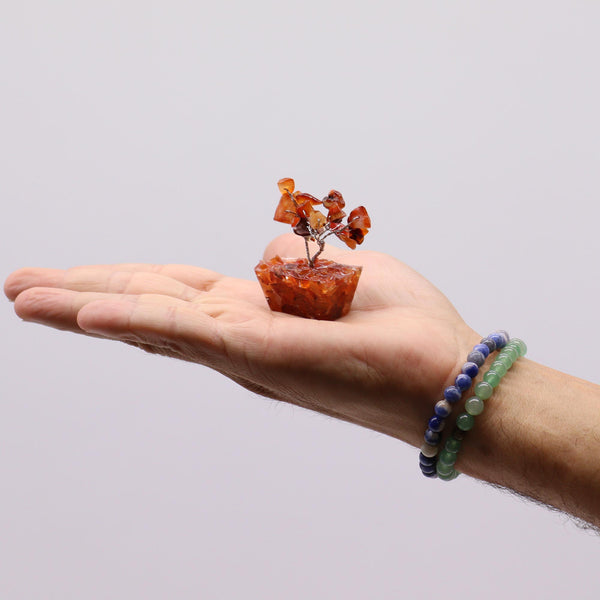 Mini Drágakő Szerencsefa Orgonit Alapon - Karneol (15 kő)-3