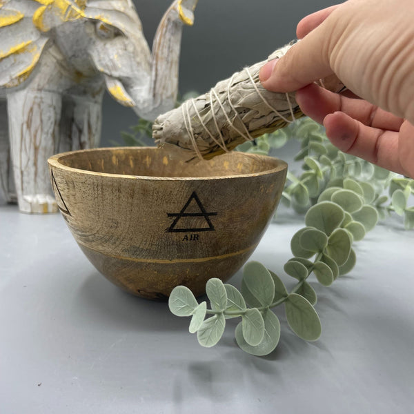 Rituális Fa Tál - Négy Elem- 12x7cm-3