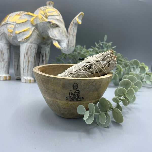 Rituális Fa Tál - Buddha - 12x7cm-0
