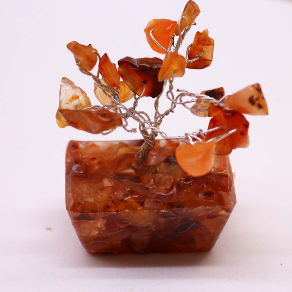 Mini Drágakő Szerencsefa Orgonit Alapon - Karneol (15 kő)-5