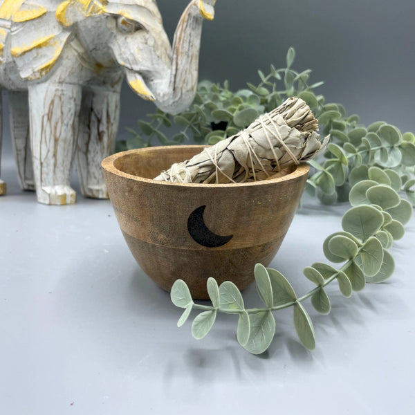 Rituális Fa Tál - Három Hold- 12x7cm-2
