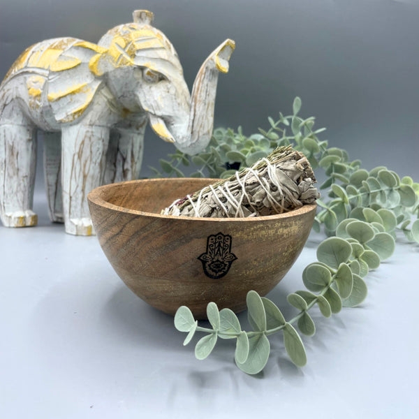 Rituális Fa Tál - Hamsa - 14x7cm-2