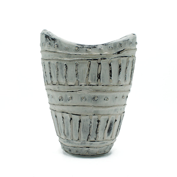 Széles Nyakú Váza - Krémszínű 22cm-0