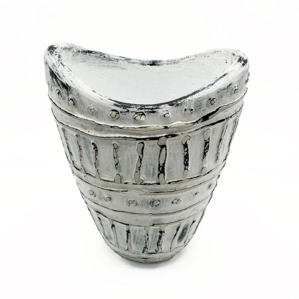 Széles Nyakú Váza - Krémszínű 22cm-1