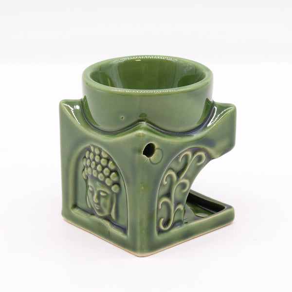 Négyzetes Buddha Aromalámpa - Sötét Jade-1